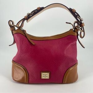 Dooney & Bourke Pink Pebbled Leather Zipper Closure Hobo Shoulder Bag